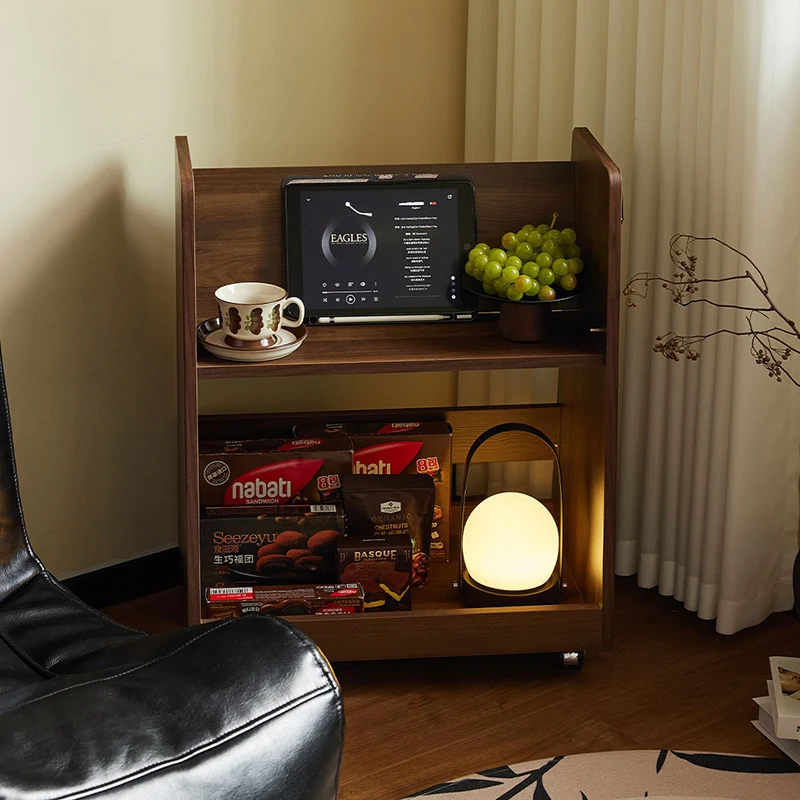 Contemporary Retro Trapezoid Plywood Particle Board Movable Side Table 2-Layer For Living Room & Bedroom