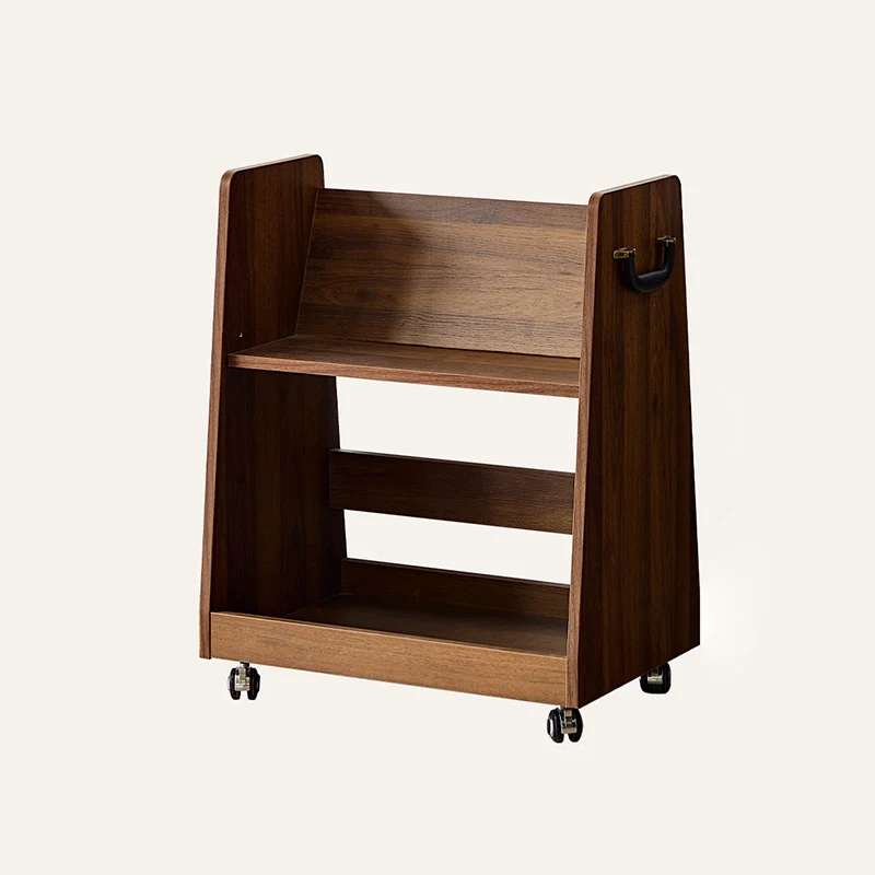 Contemporary Retro Trapezoid Plywood Particle Board Movable Side Table 2-Layer For Living Room & Bedroom