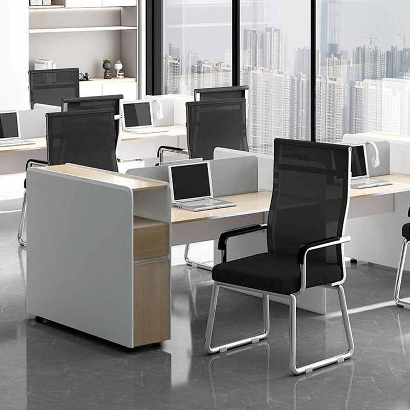 Modern Minimalist Steel Mesh Cantilever Curved Square Office Chair With Backrest Armrest For Home Office