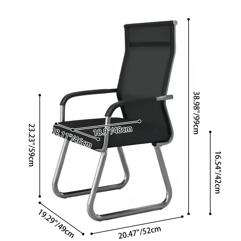 Modern Minimalist Steel Mesh Cantilever Curved Square Office Chair With Backrest Armrest For Home Office