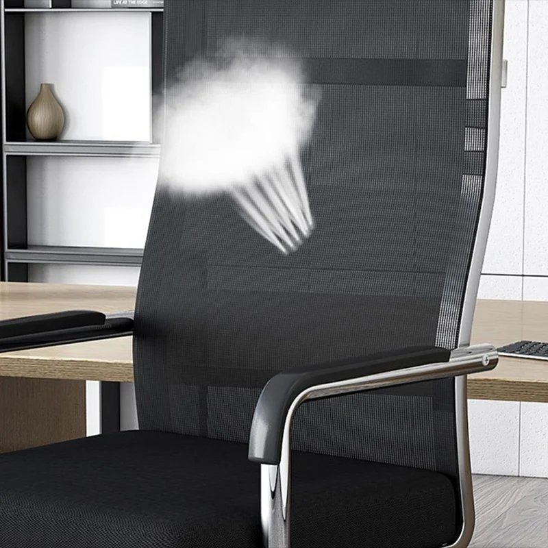 Modern Minimalist Steel Mesh Cantilever Curved Square Office Chair With Backrest Armrest For Home Office
