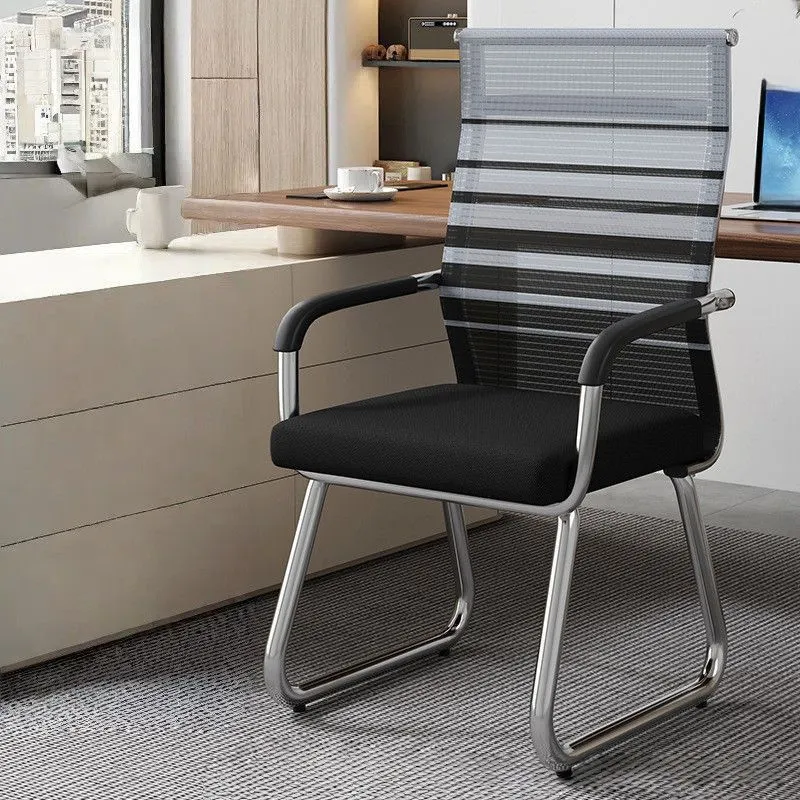 Modern Minimalist Steel Mesh Cantilever Curved Square Office Chair With Backrest Armrest For Home Office