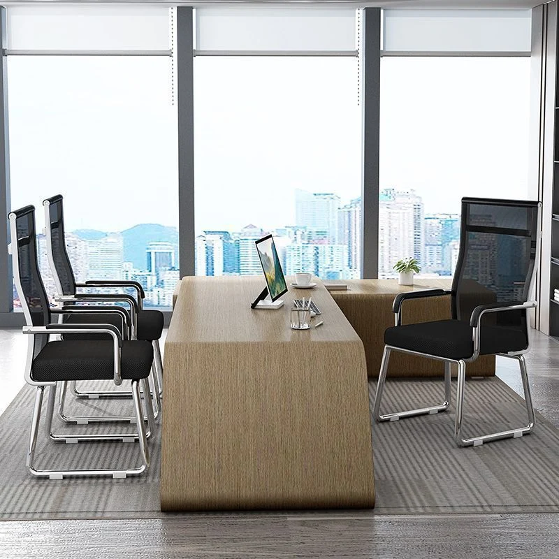 Modern Minimalist Steel Mesh Cantilever Curved Square Office Chair With Backrest Armrest For Home Office