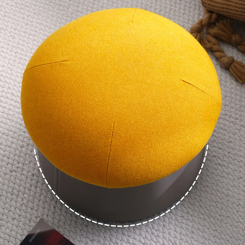 Contemporary Nordic Cartoon Mushroom Velvet Plywood Sponge Lightweight Portable Low Stool Backless Armless For Living Room