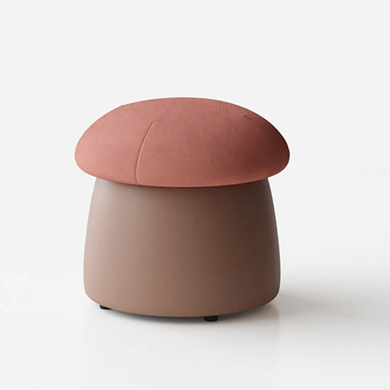 Contemporary Nordic Cartoon Mushroom Velvet Plywood Sponge Lightweight Portable Low Stool Backless Armless For Living Room