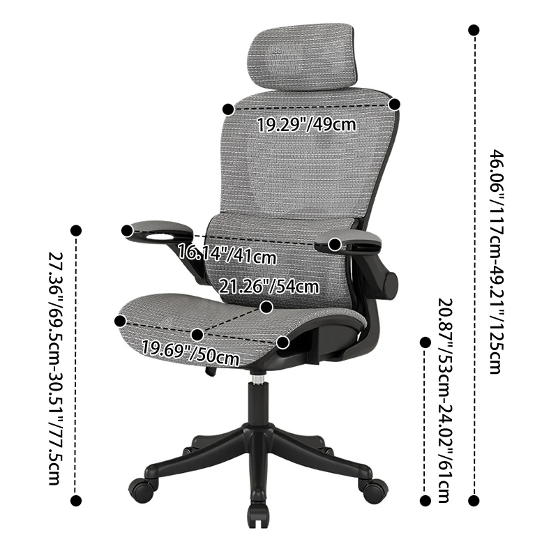 Modern Minimalist Steel Nylon Mesh Five-Star Curved Desk Chair With Backrest Armrest For Home Office