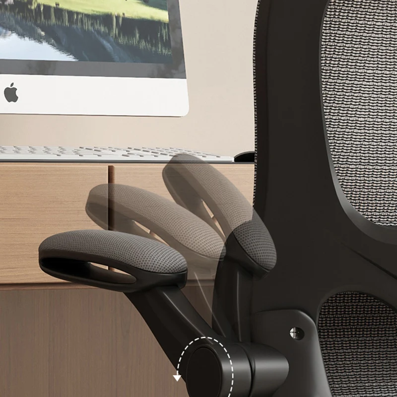 Modern Minimalist Steel Nylon Mesh Five-Star Curved Desk Chair With Backrest Armrest For Home Office