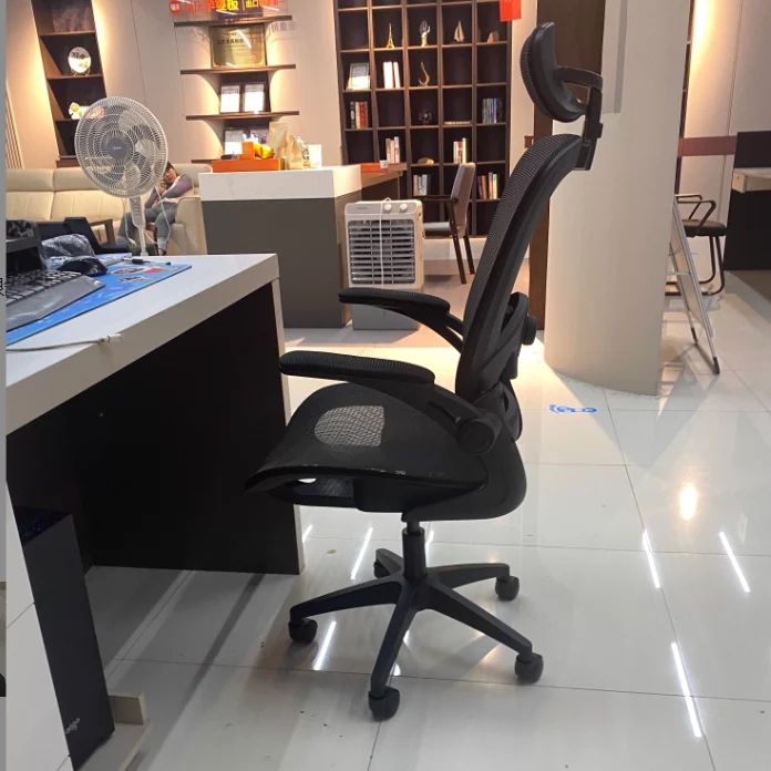 Modern Minimalist Steel Nylon Mesh Five-Star Curved Desk Chair With Backrest Armrest For Home Office