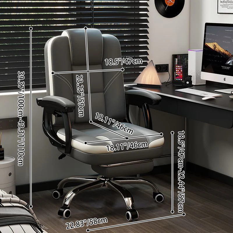 Contemporary Scandinavian Cat Scratch Leather Steel Curved Rectangular Five-Star Desk Chair With Backrest Armrest For Home Office