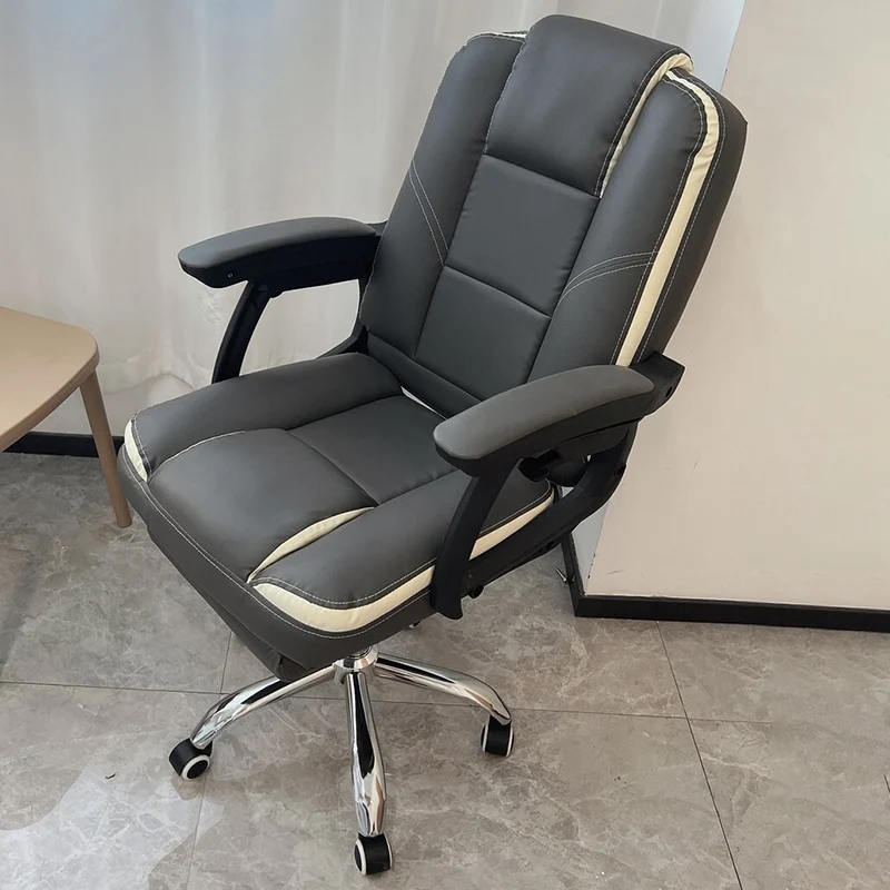 Contemporary Scandinavian Cat Scratch Leather Steel Curved Rectangular Five-Star Desk Chair With Backrest Armrest For Home Office