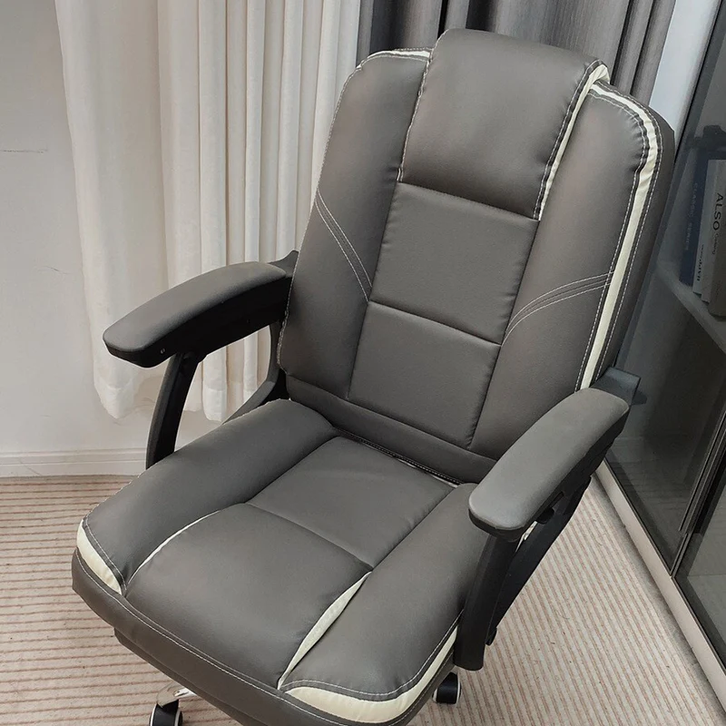 Contemporary Scandinavian Cat Scratch Leather Steel Curved Rectangular Five-Star Desk Chair With Backrest Armrest For Home Office