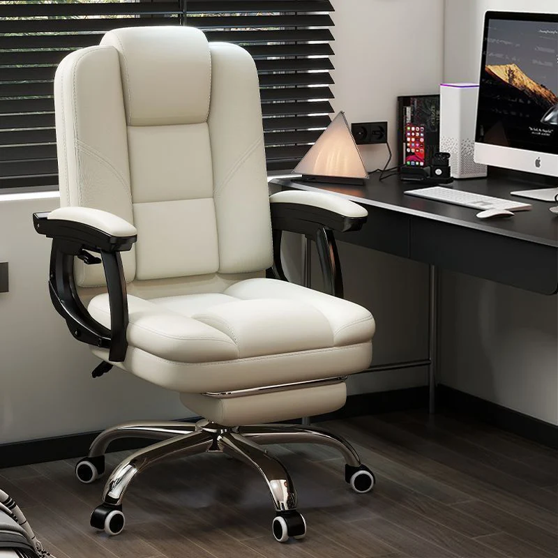 Contemporary Scandinavian Cat Scratch Leather Steel Curved Rectangular Five-Star Desk Chair With Backrest Armrest For Home Office