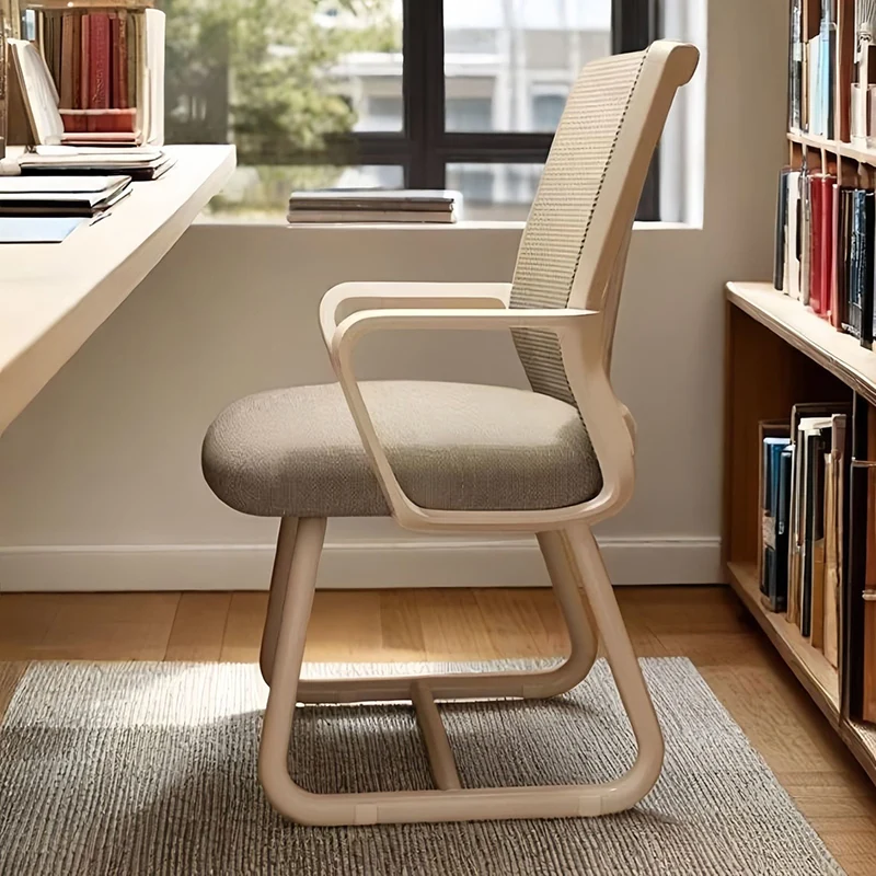 Modern Minimalist Mesh Metal Cantilever Square Desk Chair With Backrest Armrest For Home Office