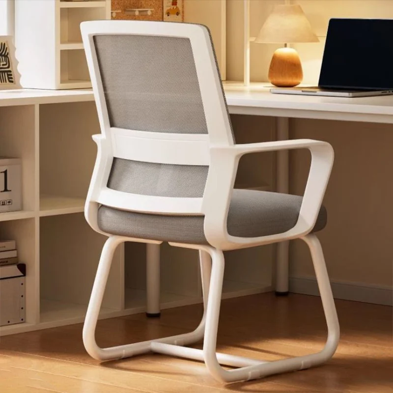 Modern Minimalist Mesh Metal Cantilever Square Desk Chair With Backrest Armrest For Home Office