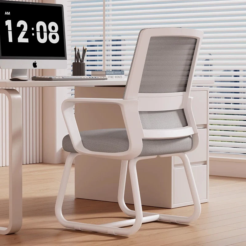 Modern Minimalist Mesh Metal Cantilever Square Desk Chair With Backrest Armrest For Home Office