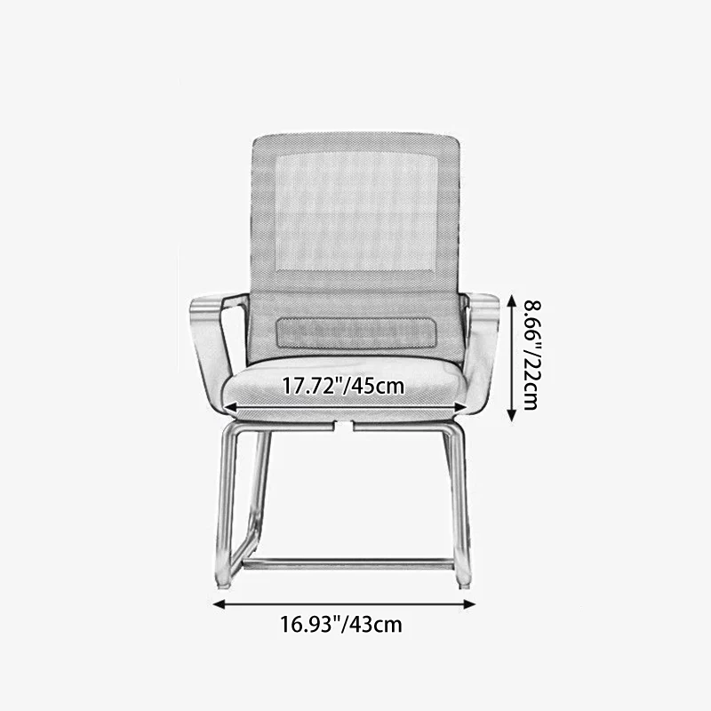 Modern Minimalist Mesh Metal Cantilever Square Desk Chair With Backrest Armrest For Home Office