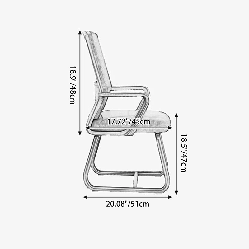 Modern Minimalist Mesh Metal Cantilever Square Desk Chair With Backrest Armrest For Home Office