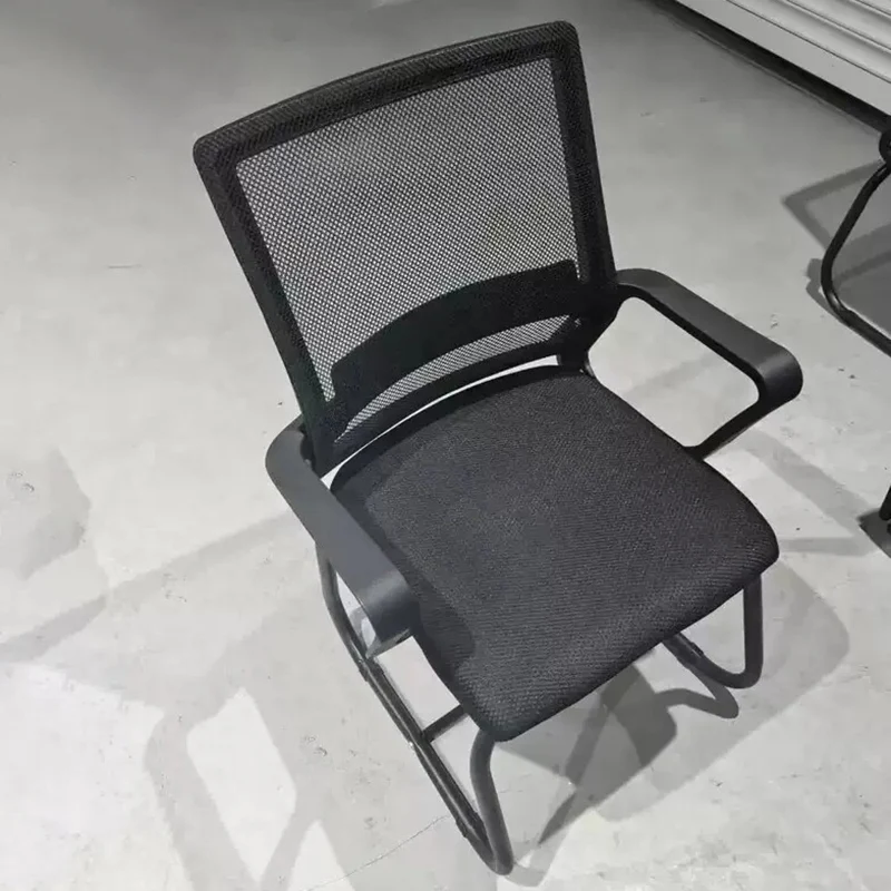 Modern Minimalist Mesh Metal Cantilever Square Desk Chair With Backrest Armrest For Home Office