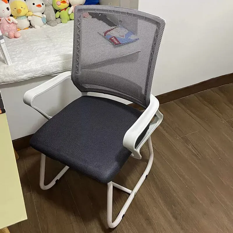 Modern Minimalist Mesh Metal Cantilever Square Desk Chair With Backrest Armrest For Home Office
