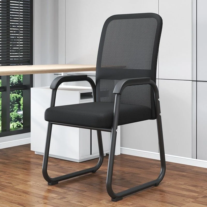 Modern Minimalist Mesh Metal Cantilever Square Desk Chair With Backrest Armrest For Home Office