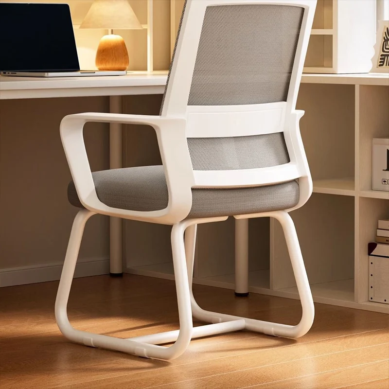 Modern Minimalist Mesh Metal Cantilever Square Desk Chair With Backrest Armrest For Home Office