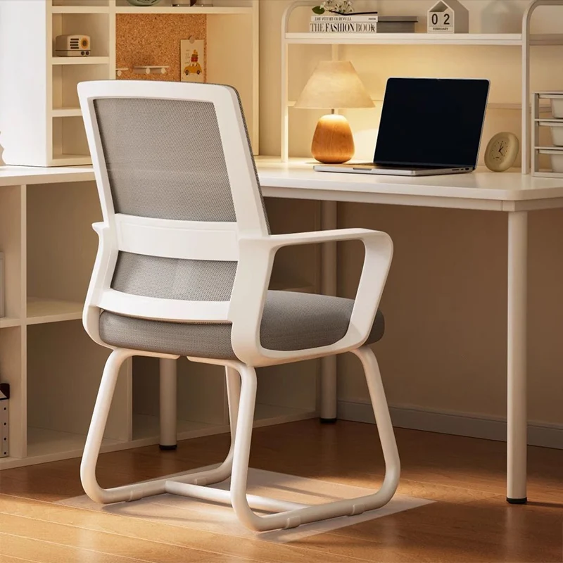 Modern Minimalist Mesh Metal Cantilever Square Desk Chair With Backrest Armrest For Home Office