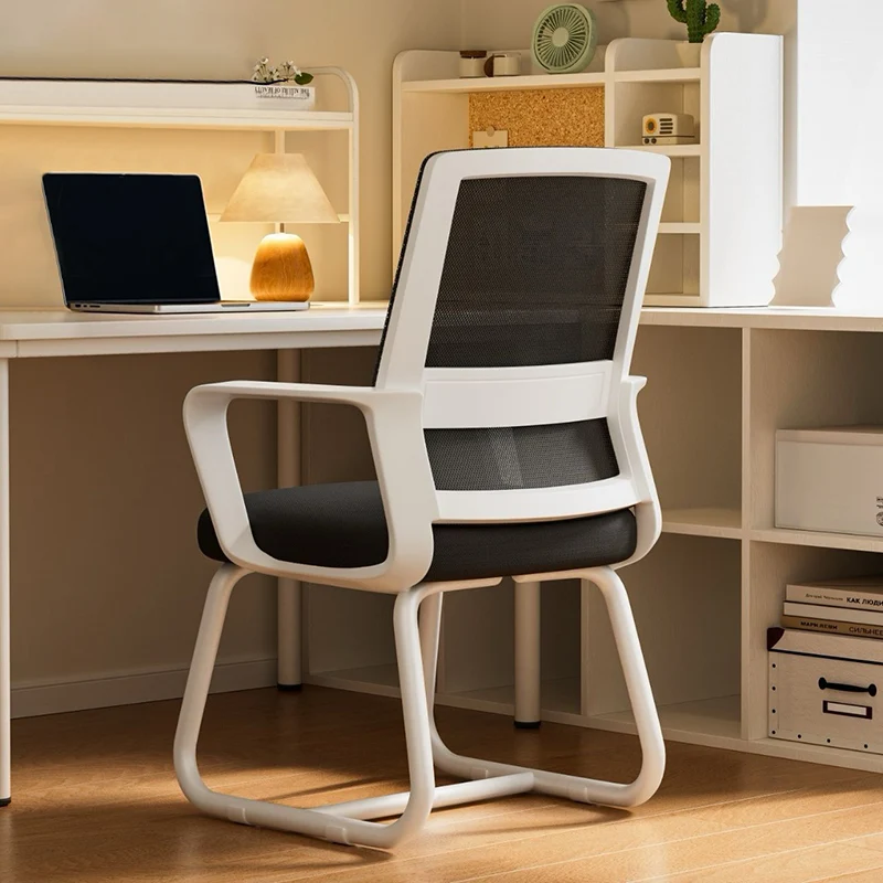 Modern Minimalist Mesh Metal Cantilever Square Desk Chair With Backrest Armrest For Home Office