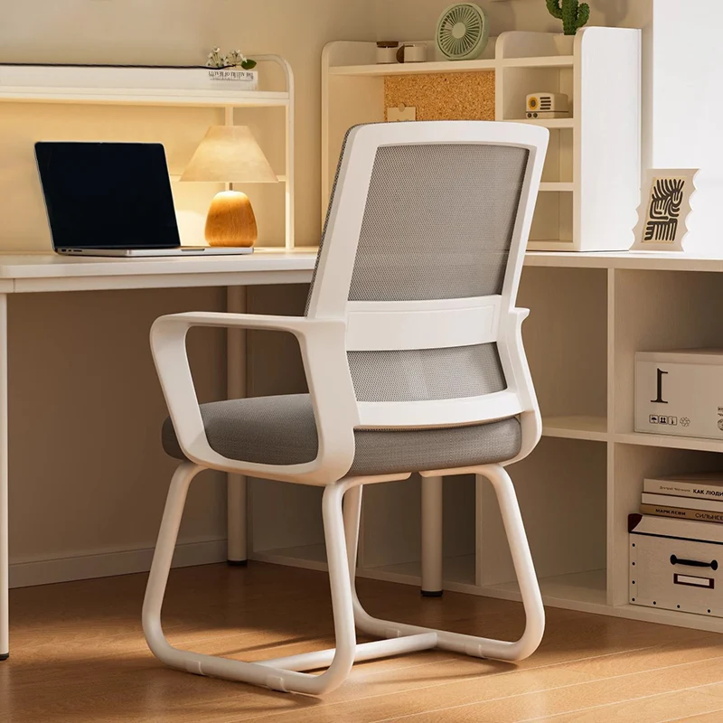 Modern Minimalist Mesh Metal Cantilever Square Desk Chair With Backrest Armrest For Home Office