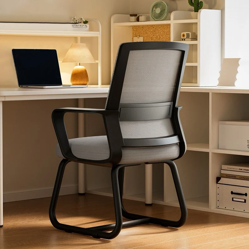 Modern Minimalist Mesh Metal Cantilever Square Desk Chair With Backrest Armrest For Home Office