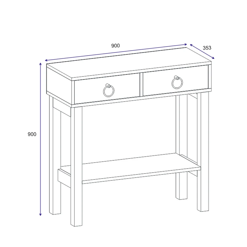 Console Table with Drawers and Shelf Stein Metal Manufacture Wood Dresuar