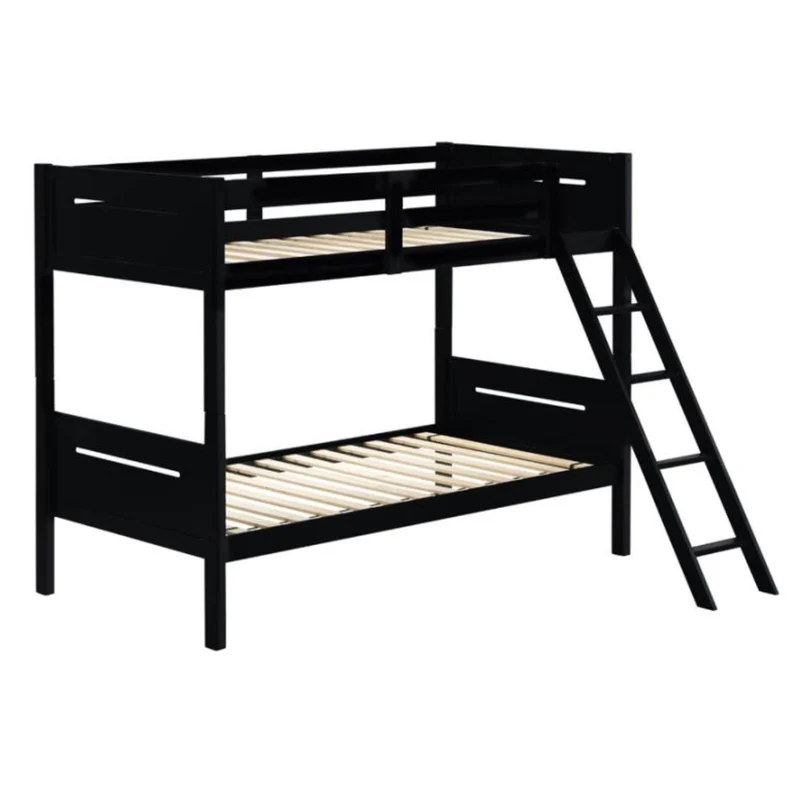 Coaster Furniture Littleton 405051BLK Wood Twin Over Twin Bunk Bed - Black