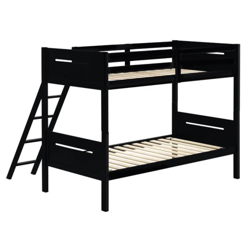Coaster Furniture Littleton 405051BLK Wood Twin Over Twin Bunk Bed - Black