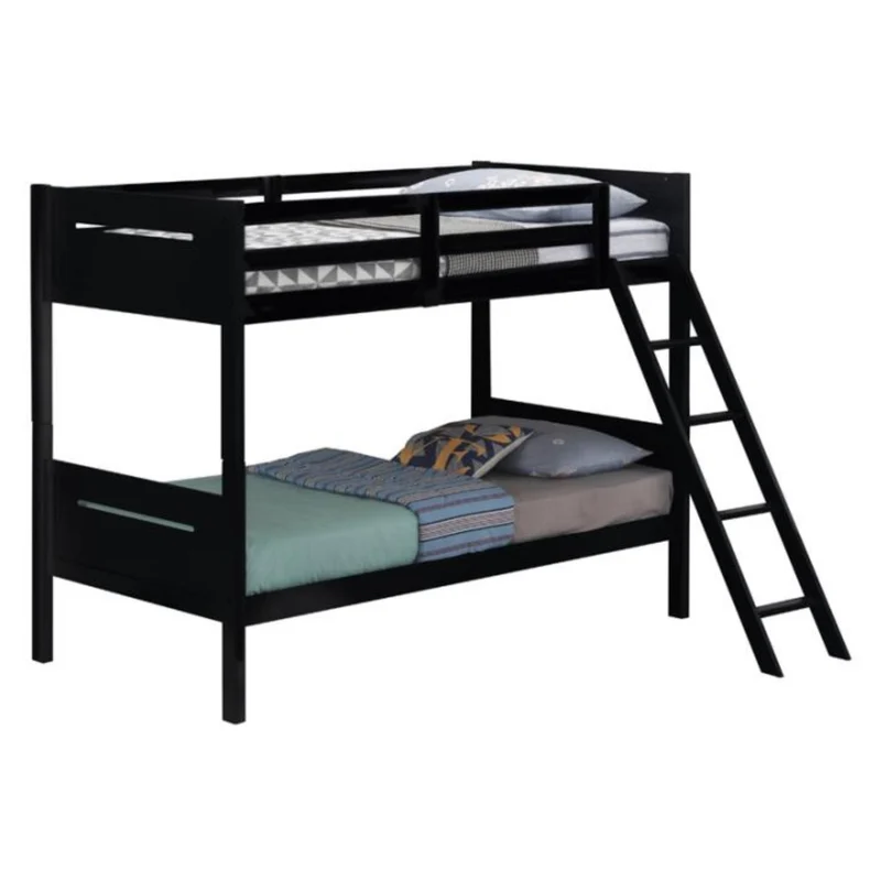 Coaster Furniture Littleton 405051BLK Wood Twin Over Twin Bunk Bed - Black