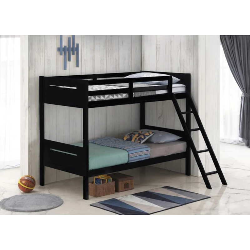 Coaster Furniture Littleton 405051BLK Wood Twin Over Twin Bunk Bed - Black