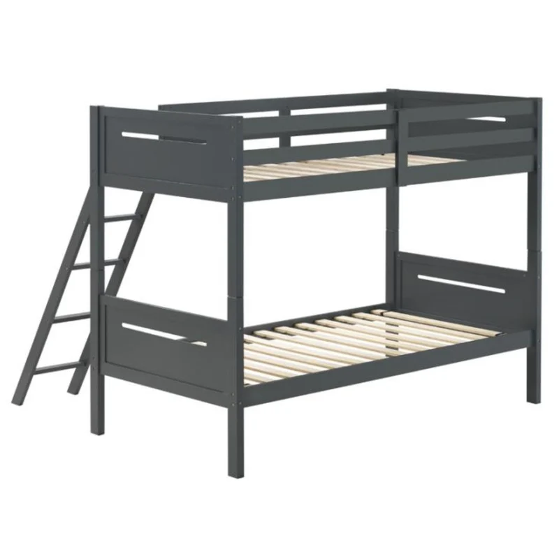 Coaster Furniture Littleton 405051GRY Wood Twin Over Twin Bunk Bed - Grey