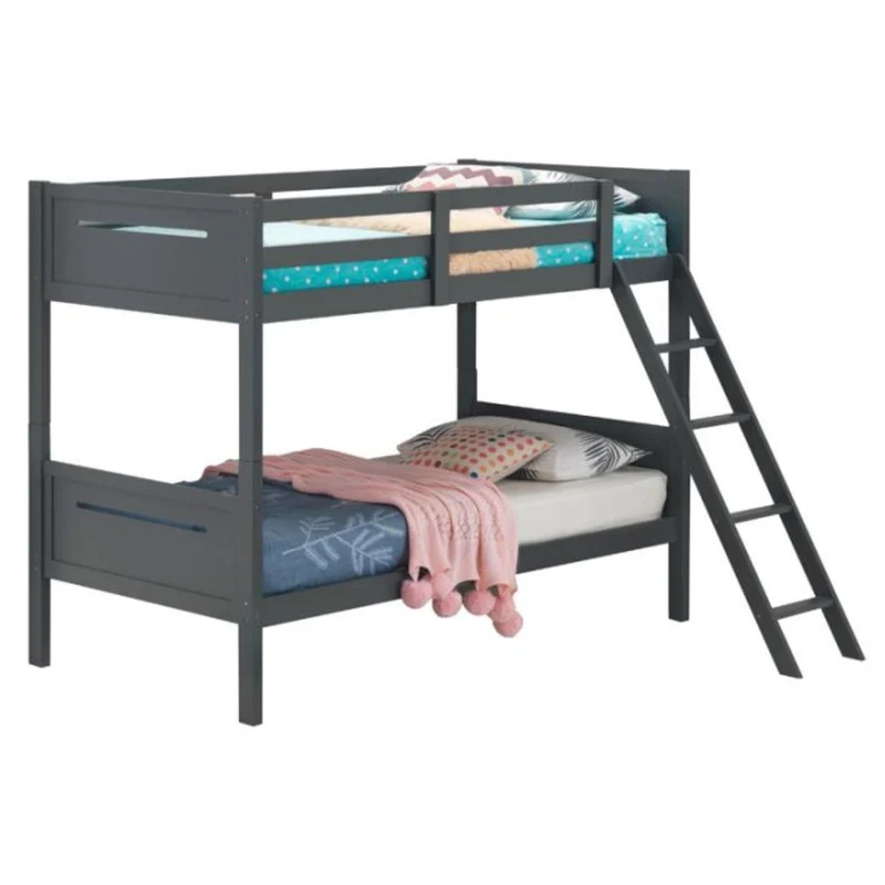 Coaster Furniture Littleton 405051GRY Wood Twin Over Twin Bunk Bed - Grey