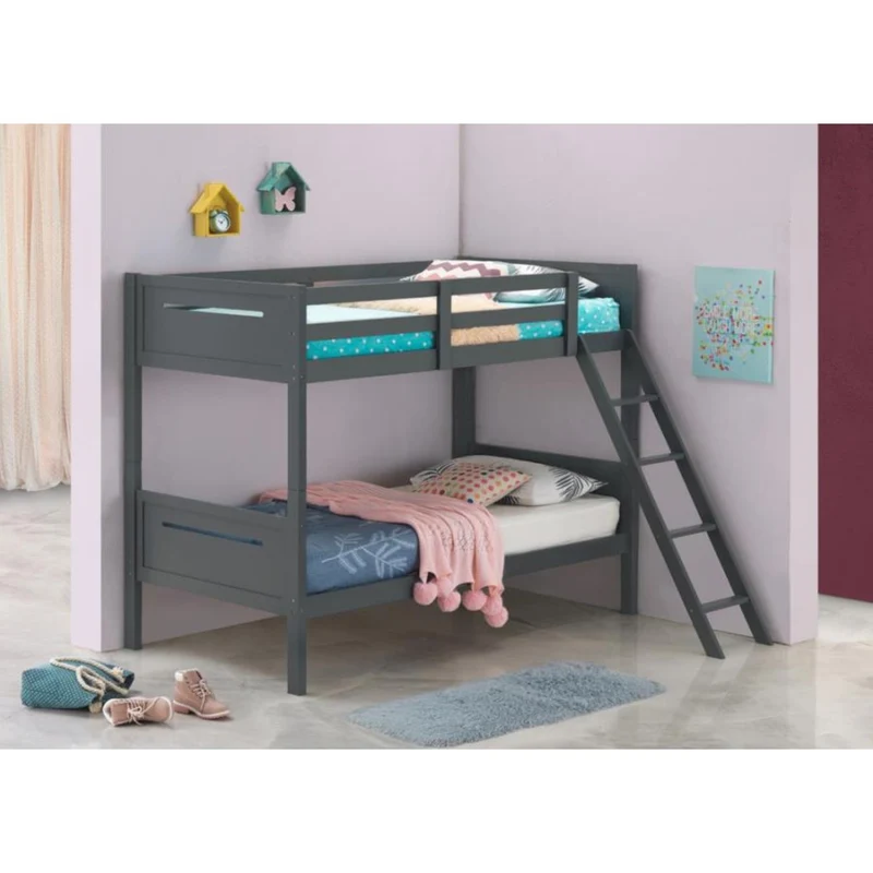 Coaster Furniture Littleton 405051GRY Wood Twin Over Twin Bunk Bed - Grey