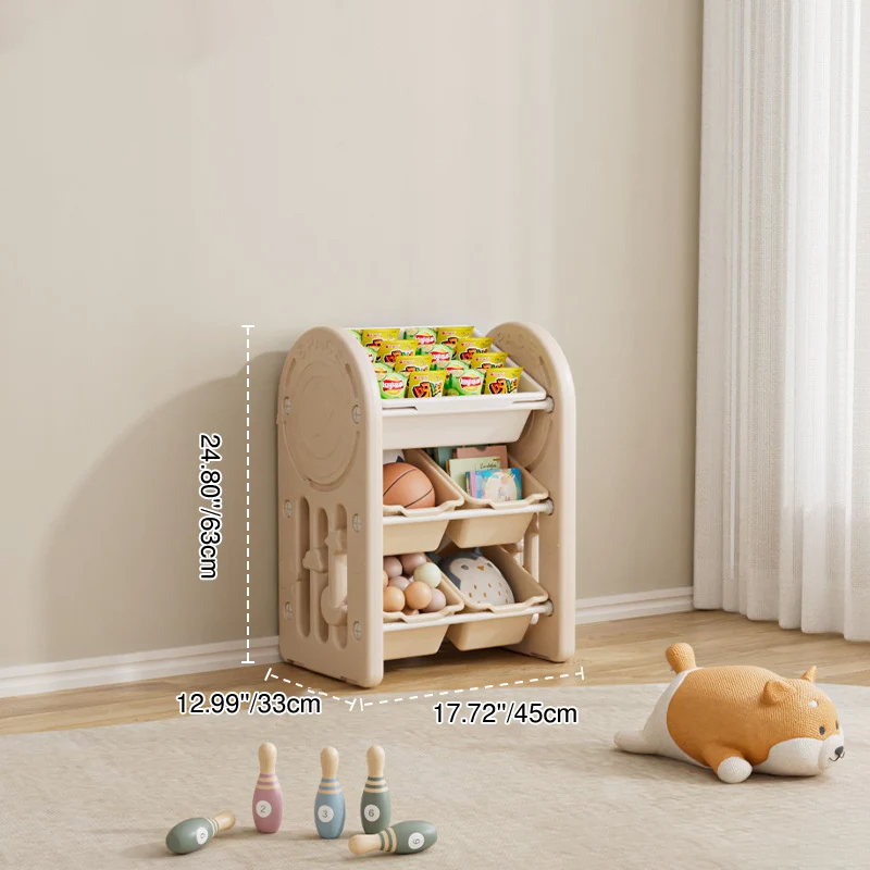 Contemporary Creative Oval Environmentally Friendly HDPE Iron Kids Storage Shelf 3-Tier For Living Room
