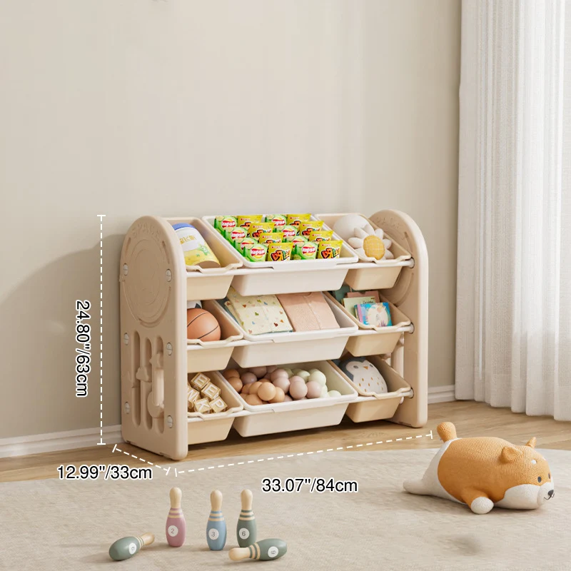 Contemporary Creative Oval Environmentally Friendly HDPE Iron Kids Storage Shelf 3-Tier For Living Room
