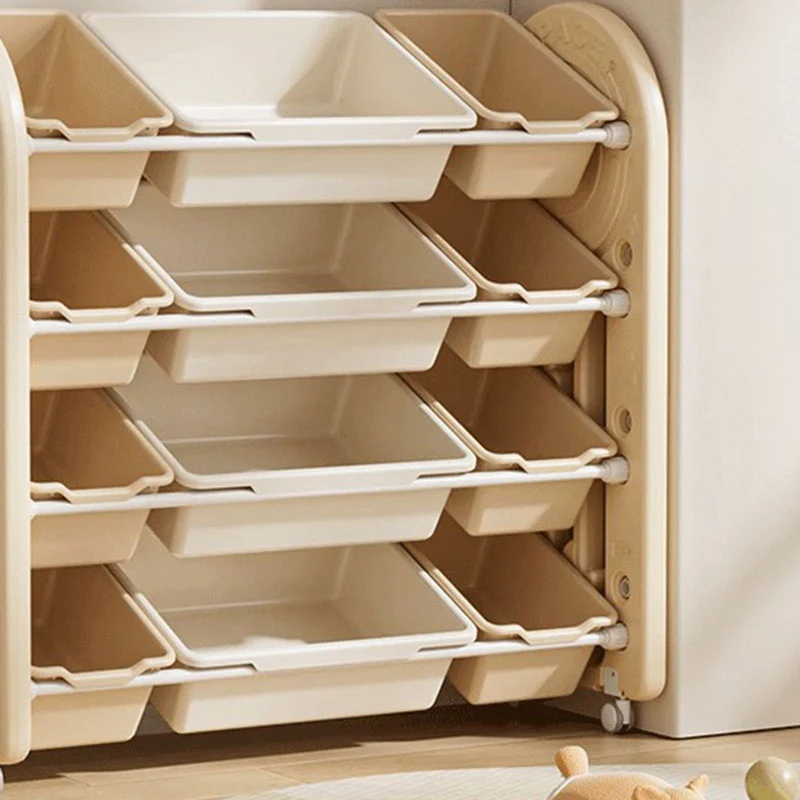 Contemporary Creative Oval Environmentally Friendly HDPE Movable Kids Storage Shelf 4-Tier For Living Room