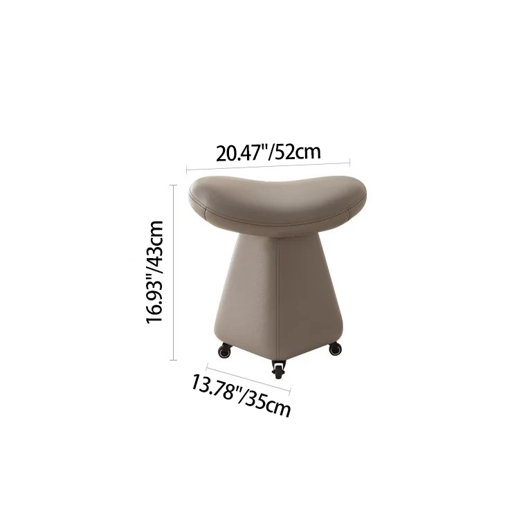 Contemporary Scandinavian Geometric Solid Wood Faux Leather Sponge Latex Movable Vanity Stool Backless Armless For Bedroom