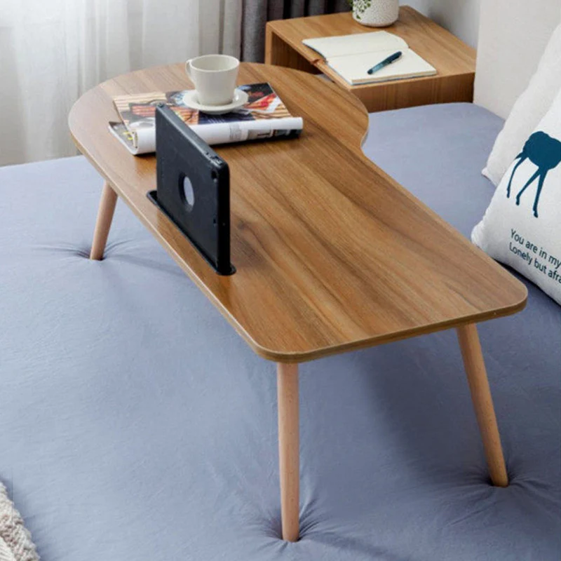Contemporary Scandinavian Plywood Beech Wood Curved Folding Desk For Bedroom