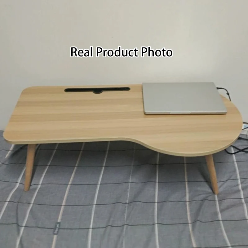 Contemporary Scandinavian Plywood Beech Wood Curved Folding Desk For Bedroom