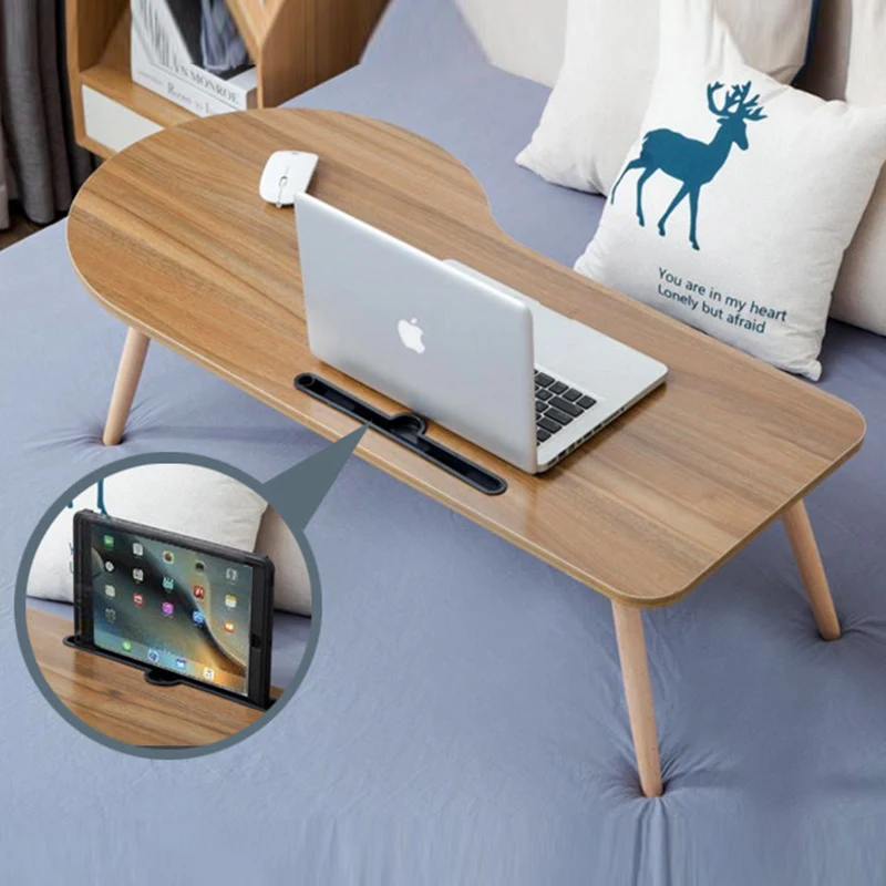 Contemporary Scandinavian Plywood Beech Wood Curved Folding Desk For Bedroom