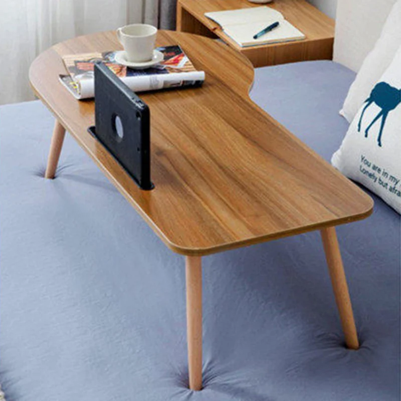 Contemporary Scandinavian Plywood Beech Wood Curved Folding Desk For Bedroom