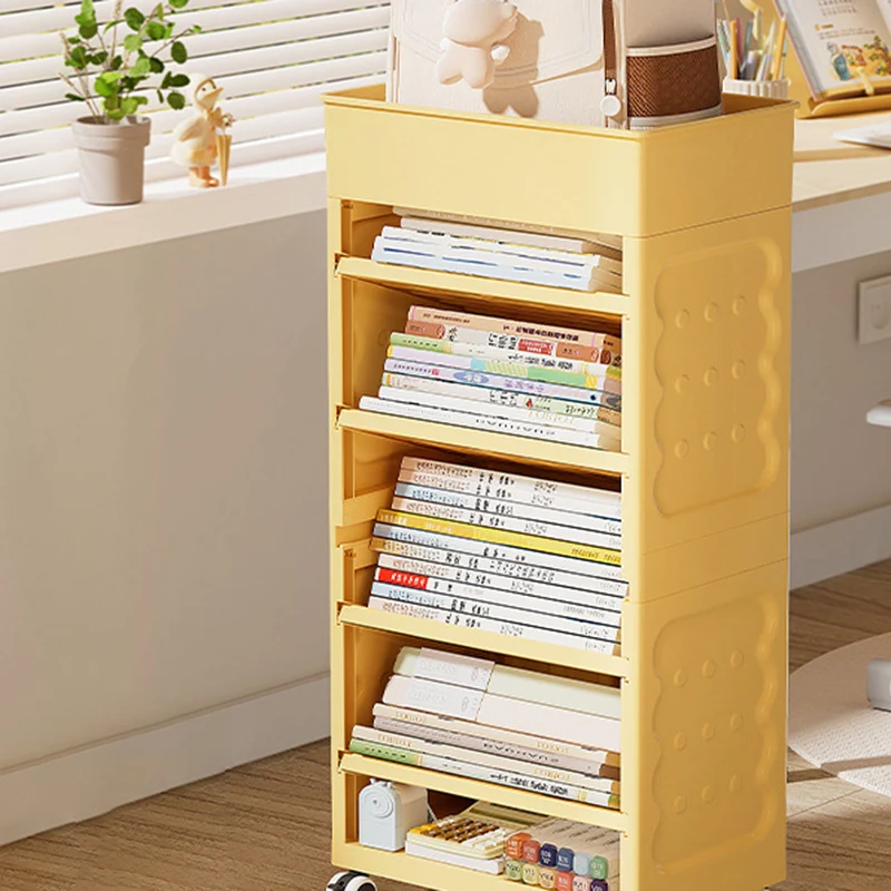Contemporary Creative HIPS PP Nylon PA PVC Rectangular Movable Bookshelf 6-Tier & 4 Adjustable Partitions For Living Room & Bedroom