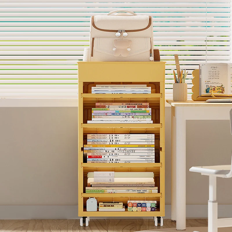 Contemporary Creative HIPS PP Nylon PA PVC Rectangular Movable Bookshelf 6-Tier & 4 Adjustable Partitions For Living Room & Bedroom