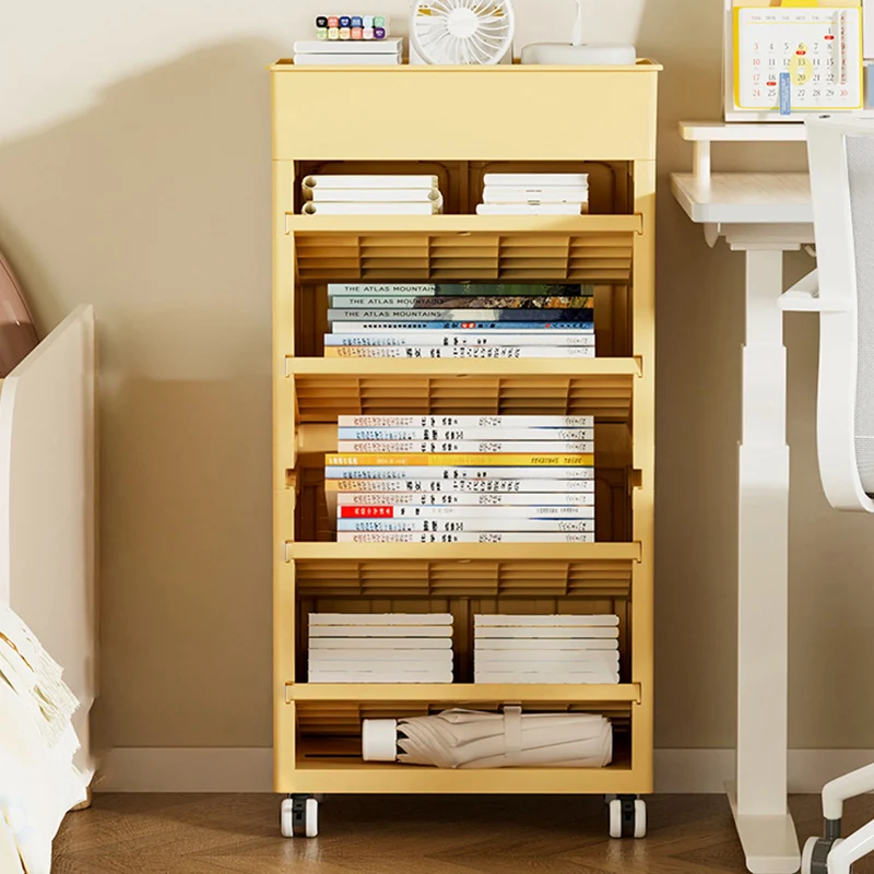Contemporary Creative HIPS PP Nylon PA PVC Rectangular Movable Bookshelf 6-Tier & 4 Adjustable Partitions For Living Room & Bedroom