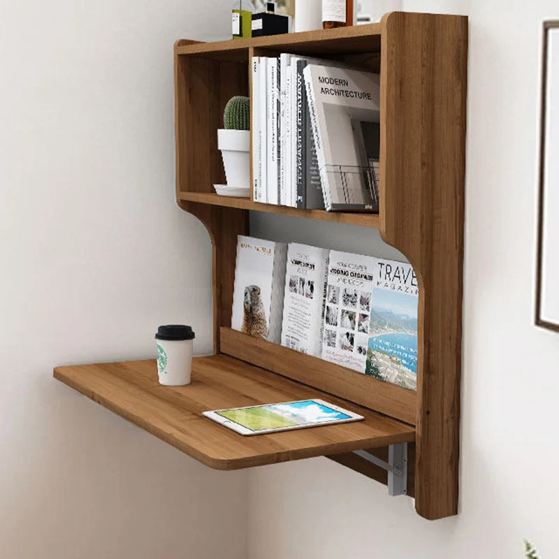 Contemporary Scandinavian Rectangular Particle Board Folding Desk Wall Mounted Desk With Storage For Living Room