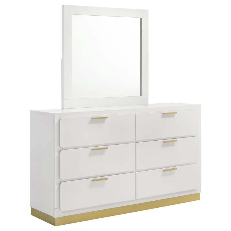 Coaster Furniture Caraway 224773M 6-Drawer Dresser with Mirror - White